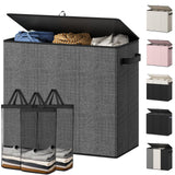 Optish 180L Laundry Hamper 3 Section, Large Hamper with Mesh Bags & Lid | Detachable 3 Inner Bags, Extra Large Laundry Basket Organizer for Clothes, Pants, Bedroom, Bathroom, Load 50 lbs