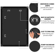 Americanflat 24x36 Poster Frame - Engineered Wood - Black | Polished plexiglass front, hangs vertical or horizontal, sawtooth hangers included, secure turn-tab backing