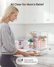 Vtopmart Clear Stackable Storage Drawers Set of 5, Plastic Organizer Bins | Multi-purpose Boxes for Baby Bottle Storage, Ideal for Kichen, Vanity, Bathroom, Undersink, Cabinet, Pantry Organization