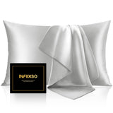 INFIIXSO Mulberry Silk Pillow Cases Standard Size with Zipper, Light Grey | Ultra Smooth & Soft Silk Pillowcase for Hair & Skin, Cooling Pillow Cover for Hot Sleepers, Hidden Zipper, 1Piece 20"x26"