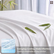Bedsure PureWoven 100% Rayon Derived from Bamboo, Queen Sheets, 4 Pieces | Featured in Forbes Vetted, Cooling Sheets for Hot Sleepers, Breathable & Silky Soft, 16" Deep Pocket Bedding, White