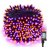 ODEETRONIC Purple & Orange Halloween Lights Outdoor, 98.42 ft, 300 LED | Indoor string lights 8 lighting modes; Waterproof connectable plug in tree lights with timer for yard garden home party decor