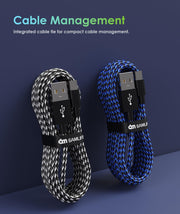 6amLifestyle 2 Pack 10ft PS4 Controller Charging Cable,Micro USB Braided Cord Compatible with PlayStation 4 DualShock 4, PS4 Slim/Pro, Xbox One S/X, Android Phones, Kindle, Black & Blue