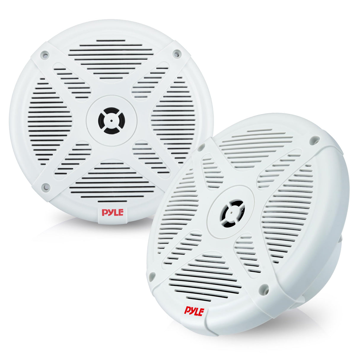 Pyle 6.5 Inch Marine Speakers (Pair) - 2-way IP-X4 Waterproof and Weather Resistant Outdoor Audio Dual Stereo Sound System with 600 Watt Power and Low Profile Design - Pyle PLMR652W (White)