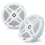 Pyle 6.5 Inch Marine Speakers (Pair) - 2-way IP-X4 Waterproof and Weather Resistant Outdoor Audio Dual Stereo Sound System with 600 Watt Power and Low Profile Design - Pyle PLMR652W (White)