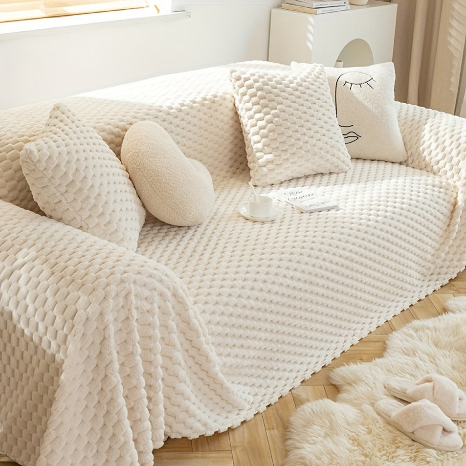 Fit Plush Sofa Cover for cats - Anti-Scratch Full Coverage Sofa with One-Piece Design, Machine Washable Couch Cover Fits for all Sofa Types (Single\u002FDouble\u002FTwin\u002FQueen\u002FKing) - Modern Furniture for Decor