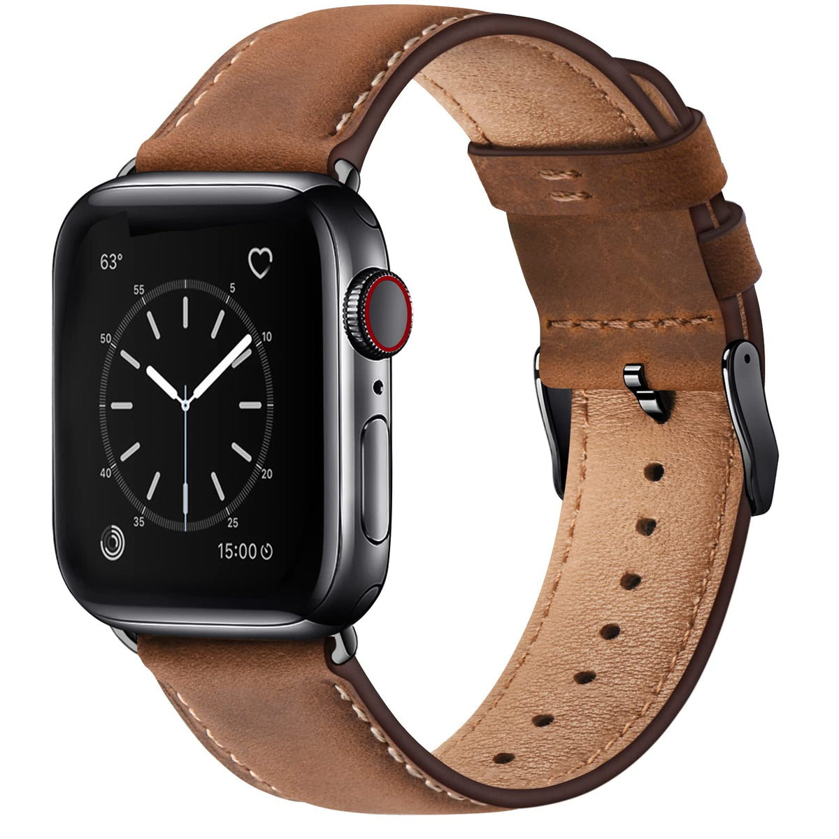 SUNFWR Leather Bands Compatible with Apple Watch Band for Men Women | 42mm 44mm 45mm 46mm 49mm, Top Grain Genuine Leather Replacement Strap, for iWatch Ultra, Series 12 11 10 9 8 7 6 5 4 SE 3 2 1