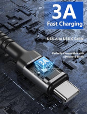 USB to USB C Cable 3A Fast Charging, USB A to USB C Cord [2 Pack, 6FT] | Upgraded Extra Durable Braided USBC Cable Compatible with iPhone 18 17 16 15 Pro Max, Samsung Galaxy S26 S10 and More-Grey