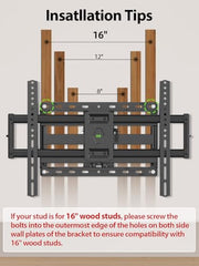 USX Mount Full Motion TV Wall Mount for 42-90 inch TV Holds up to 132lbs | TV Mount Bracket Dual Swivel Articulating Tilt 6 Arms, Max 16" Wood Studs, VESA 600x400mm, Fits 55/65/75/85/86"