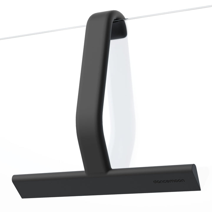 dancemoon JustHang Shower Squeegee with Built-in Hook, 25 cm, Black | Award-Winning Design, All-One-Piece Soft-Touch Silicone, for Shower Door, Bathroom, Window, Mirror, Tile Wall, Car