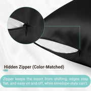 Gabire Mulberry Silk Pillow Cases Set of 2, Both Sides Real Silk Pillowcase for Hair and Skin Prevent Acne Pillowcase Organic Silk Pillowcase 2 Pack with Hidden Zipper, Black, Standard (20"×26")