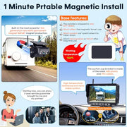 1080P HD Wireless Backup Camera - 1 Minute Magnetic Easy Install No Wiring | 7" Anti-Glare Monitor, Clear Night Vision, Solar 24H Long Life, Scratch-Proof Rear View Camera for Truck, Trailer, Small RV