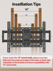 USX Mount Full Motion TV Wall Mount for 42-90 inch TV Holds up to 132lbs | TV Mount Bracket Dual Swivel Articulating Tilt 6 Arms, Max 16" Wood Studs, VESA 600x400mm, Fits 55/65/75/85/86"