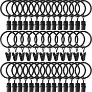 AMZSEVEN 40 Pack Metal Curtain Rings with Clips, 1.26 in ID, Black | Curtain clip rings fit rods up to 1 inch in diameter; securely hold curtains, baby pants on hangers and hair bows