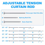 TEECK Shower Curtain Rod, 32-80 inch Adjustable Spring Tension Curtain Rod, Never Rust Anti-Slip Shower Curtain Rod for Bathroom, No Drilling, Never Collapse, Easy to Use, Silver