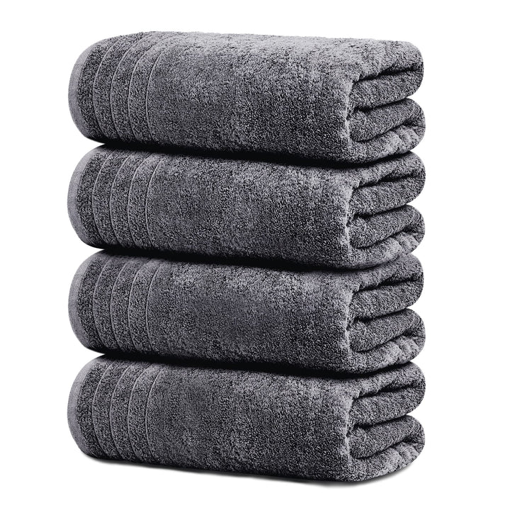Tens Towels 4 Piece Extra Large Bath Towels 30 x 60 Inches, Dark Grey | 100% Cotton, Larger & Lighter Weight, Quicker to Dry, Super Soft and Absorbent, Perfect for Bathroom