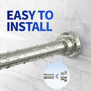 Mcrbeay Shower Curtain Rod, 1" Diameter Heavy Duty Tension Shower Rod | Adjustable 28-74 inch Non Slip No Drill Spring Tension Rod For Bathroom, Shower Stall, No Rust, Brushed Nickel