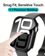 Smiling 2 Pack Case Built in Tempered Glass Screen Protector Compatible with Apple Watch Series 11 (2025)/Series 10 46mm, Hard PC Case Overall Protective Cover- Black