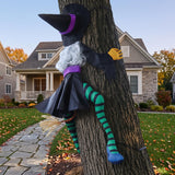 DANGIFTUS 63" Large Crashing Witch Halloween Tree Decor, Flying Witch Prop | Funny Crashed Witch on Broom with Straps Hangs on Yard, Porch, Door & Lawn Decor for Pathway & Outside Garden Trees