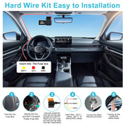 Dash Cam Hardwire Kit USB C, 12V-24V to 5V/3A Adapter Power Cable with Voltage Display, 24/7 Parking Mode, Acc Detection, 4-Level Low Voltage Protection (11.6V/11.9V/12.2V/12.5V)