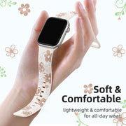 Witzon Floral Silicone Band Compatible with Apple Watch Bands For Women | 40mm 41mm 38mm 42mm 44mm 45mm 46mm 49mm, Engraved Cute Dressy Strap for iWatch Series 12 11 10 9 8 7 6 5 SE Ultra 4 3 2 1