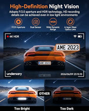 Dash Cam Front and Rear Inside, 4K Full HD 3 Channel Dash Camera for Car