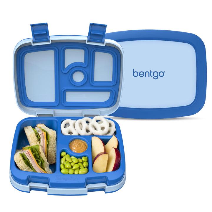 Bentgo Kids Bento-Style 5-Compartment Leak-Proof Lunch Box | Ideal Portion Sizes for Ages 3-7, Durable, Drop-Proof, Dishwasher Safe, PFAS & BPA-Free Materials (Blue)