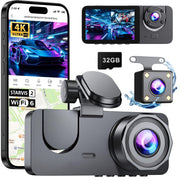 Dash Cam Front and Rear Inside, 4K Full HD 3 Channel Dash Camera for Car
