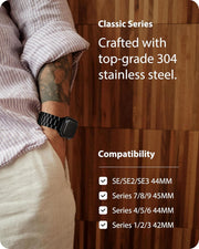 Fullmosa Metal Band with Case for Apple Watch 45/44/42/46/49/41/40/38mm | Fits iWatch Series 11 10 9 8 7 6 5 4 SE 3 2 1, Ultra4/3/2/1,Stainless Steel Strap for Men Women Professional Office Black