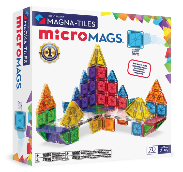 MAGNA-TILES microMAGS 70-Piece Deluxe Magnetic Construction Set, The Original Magnetic Building Brand