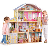 KidKraft Majestic Mansion Wooden Dollhouse with 34 Pieces, Working Elevator | 4 Feet Tall, Garage, 4 Floors, 8 Rooms, Attic Nursery, For Dolls Up to 12 Inches, Gift for Ages 3+