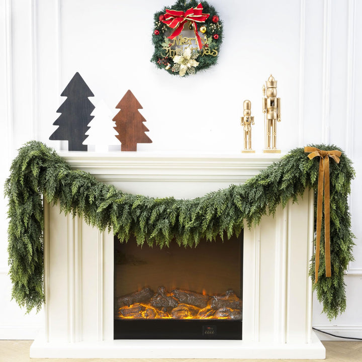 9Ft Christmas Garland,Real Touch Cedar Garland,Realistic Faux Pine Garlands | Artificial Greenery Garland for Winter Home, Mantle, Fireplace, Indoor, Outdoor Christmas Decorations (1Pcs)