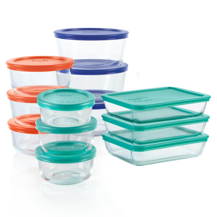Pyrex Simply Store (12-Pack) Glass Food Storage Containers Set | Meal prep containers (1, 2, 3, 4 cup) with BPA-free plastic lids, microwave & dishwasher safe