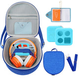 Hard Case Compatible with Yoto Mini (2024 Edition), 3-in-1 Travel Bundle: Silicone Cover + Case with Shoulder Strap (Fits Mini Player & Headphones) + Up to 10 Card Holder for YOTO Cards (Blue)