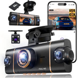 XYGCACO 4 Channel 360° Dash Cam Front and Rear, 4K+1080P*3 FHD Car Camera | 5GHz WiFi and App Control, 24H Parking Mode, 8 IR Lamps Night Vision, Loop Recording, Includes 64GB SD Card, Black