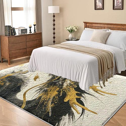 1pc of a Lightweight, Washable Carpet Featuring an Abstract Dragon Design in a Chinese Style, Perfect for Summer And Autumn. Ideal for Use in Living Rooms, Bedrooms, Dining Areas, Studies, And Entryways