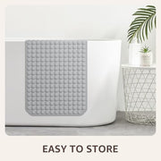 OTHWAY Bath Tub Shower Mat Non Slip, Bathtub Floor Liner Mats for Inside Shower Bathroom, Suction Cups and Drain Holes for Feet Scrubbing, Machine Washable, Soft on Feet, 35x16 Inch, Grey
