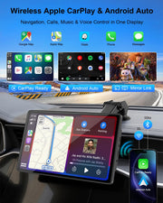 9" CarPlay Screen for Car, Wireless Apple CarPlay & Android Auto | with 1080P Backup Camera, Night Vision, Mirror Link, Voice Control, Bluetooth/FM/AUX Audio, Portable Touchscreen Display