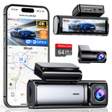 Affver 4K+2.5K Dash Cam Front and Rear, Built-in 5G WiFi 6 GPS Dual Dashcam | 64GB Card Included, 3.59" IPS Screen, APP Control, G-Sensor, Loop Recording, 24H Parking Mode, Night Vision, Car Dash Camera