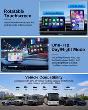 Carplay Screen for Car, 7" Wireless Apple Carplay & Android Auto | Car play with 1080P Backup Camera, GPS Navigation, Voice Control, Mirror Link, FM/AUX Audio, Plug & Play