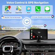 9" Wireless Apple Carplay Screen for Car with OTA Update, Backup Camera | Touchscreen Apple Carplay & Android Auto with Voice Control/GPS Navigation/Mirror Link/Bluetooth 5.0/AUX/FM