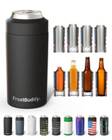 Frost Buddy Universal Can Cooler, Insulated Holder for 12-16 oz Cans | Skinny Can Cooler, Can Cooler with Lid, Beer Cooler, 16 oz Can Cooler, Energy Drink Holder, Can Insulator, Universal Koozie