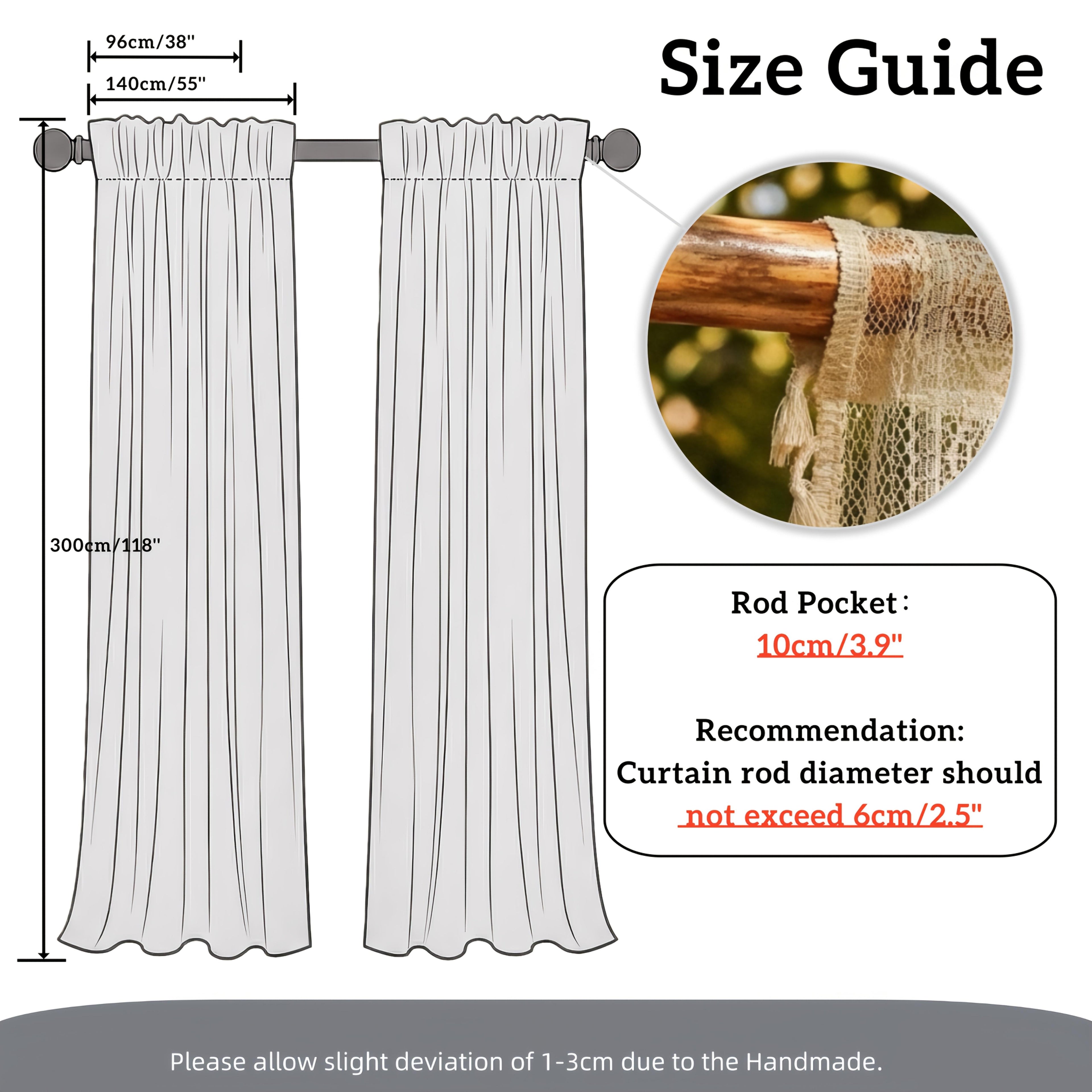 Two Pieces of Lightweight Sheer Curtains in a Bohemian Style, Featuring a Unique Lace Design in Coordinating Colors. This Trendy Bohemian Aesthetic Is Breathable And Airy, Perfect for Spring And Summer, And Ideal for Home Gardens, Gazebos