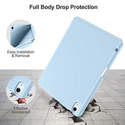 Akkerds for iPad Air 11 Inch Case M4/M3/M2, Air 5th/4th Gen 10.9, Sky Blue | With Pencil Holder, for iPad Air Case 2026/2025/2024/2022/2020, Soft TPU Back, Slim Trifold Stand Cover, Auto Sleep/Wake
