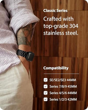 Fullmosa Metal Band with Case for Apple Watch 45/44/42/46/49/41/40/38mm | Fits iWatch Series 11 10 9 8 7 6 5 4 SE 3 2 1, Ultra4/3/2/1,Stainless Steel Strap for Men Women Professional Office Black