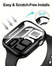 Smiling 2 Pack Case Built in Tempered Glass Screen Protector Compatible with Apple Watch Series 11 (2025)/Series 10 46mm, Hard PC Case Overall Protective Cover- Black
