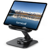 Lamicall Adjustable iPad Stand for Desk, Ultra-Slim Foldable, 360° Rotation | 360° Rotation Metal Base, Heavy-Duty Tablet Holder Stand for 4.7-13" iPad Pro Air Mini E-Reader Kindle Tabs Switch Stand