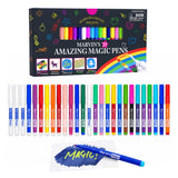 Marvin's Amazing Magic Pens 25 Pack - 2 Erasable Color-Changing, Ages 5+ | 25 Magic Pens With 2 Erasable Pens, Color-Changing Art, Secret Messages, 3D Lettering & Vanishing Effects
