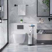 Kitsure Metal Toilet Paper Holder Free Standing, Medium, Black