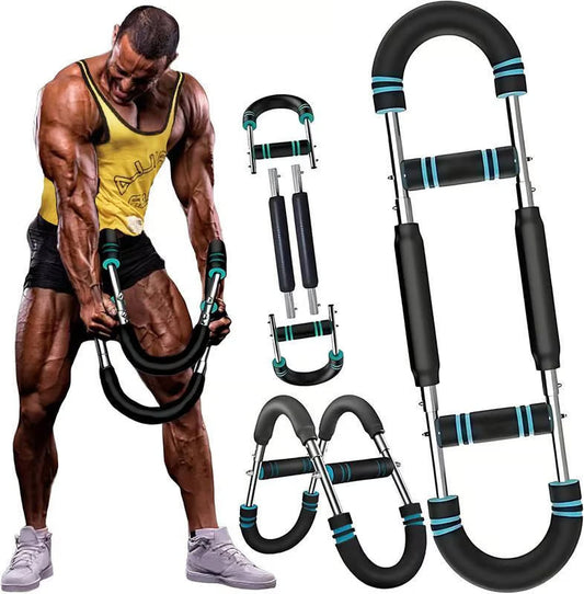 Adjustable weight bar for arm trainers, arm and torso strength training equipment, portable training device for home gyms and fitness